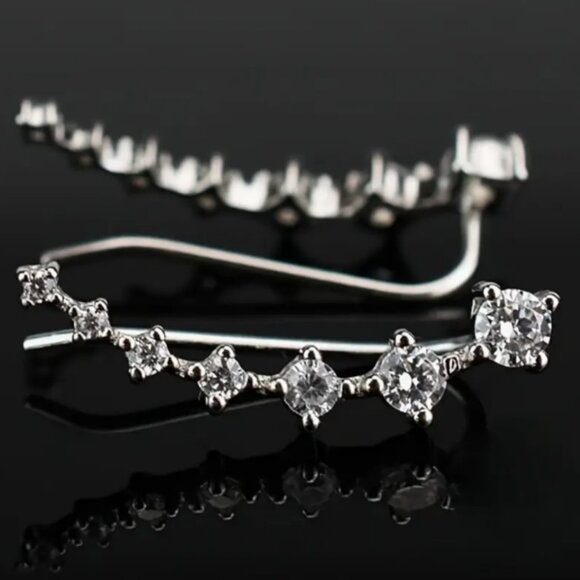 Jewelry - New Fashion Silvery Rhinestone Curved Earrings